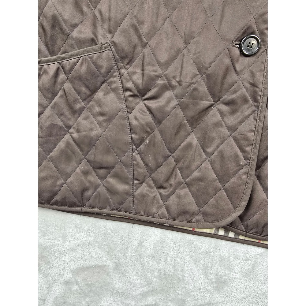 Burberry London Diamond Quilted Jacket Women XL Brown Nova Check Lining - Picture 7 of 16